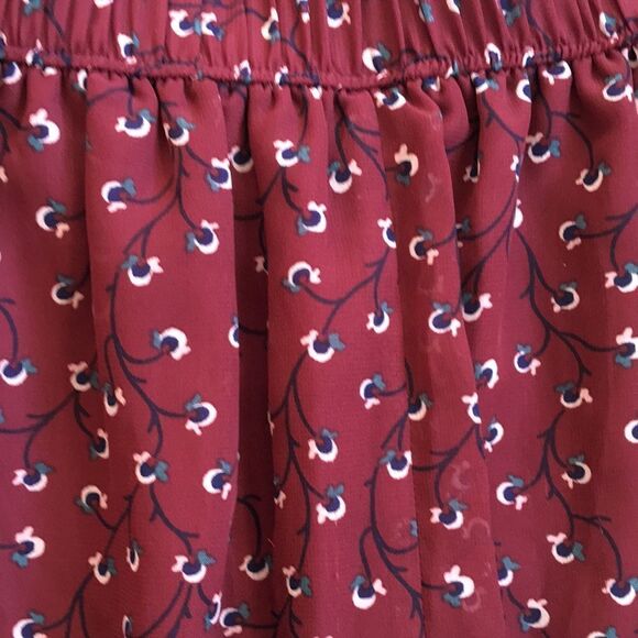Old Navy Maroon Pleated Floral Skirt Y2K | Size Medium - Picture 7 of 7